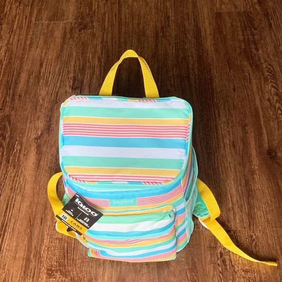 Igloo Cooler Backpack Soft Bag 18 Can 3 Compartment Candy Stripes NWT main image 4